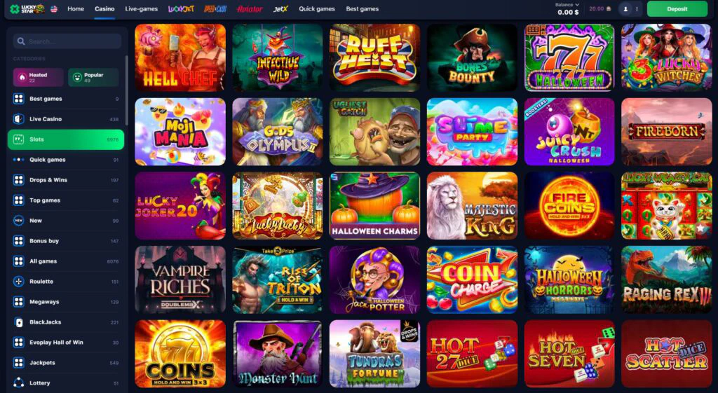 Online slots in LuckyStar Casino