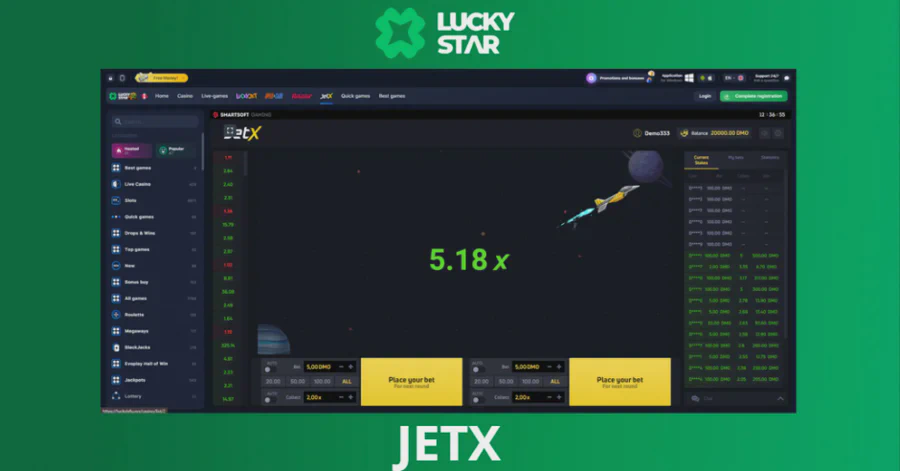 JetX game on Luckystar Casino