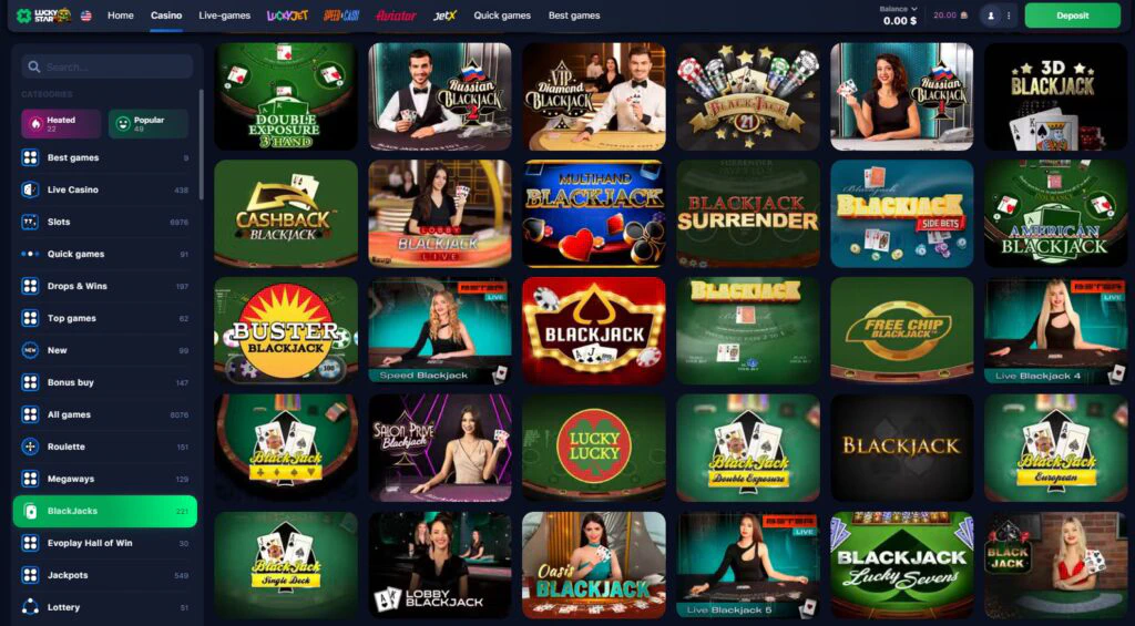 Live Blackjack in LuckyStar Online Casino